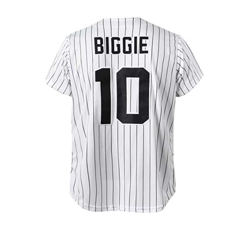 Baseball jersey men's #10 BIGGIE retro jersey cardigan jerseys