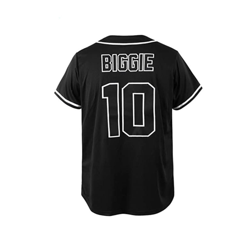 Baseball jersey men's #10 BIGGIE retro jersey cardigan jerseys